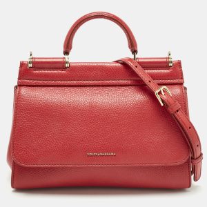 Dolce & Gabbana Red Leather Small Soft Sicily Top Handle Bag, Satchels - Luxury Closet catalog