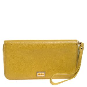 Dolce & Gabbana Paglia Yellow Leather Strappy Zip Around Wallet, Wallets & Money Clips - Luxury Closet catalog