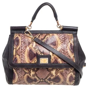 Dolce & Gabbana Multicolor Python and Leather Large Miss Sicily Top Handle Bag, Satchels - Luxury Closet catalog