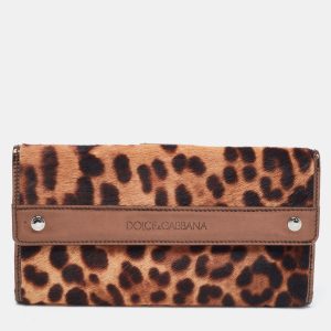 Dolce & Gabbana Brown Leopard Print Calfhair and Patent Leather Continental Wallet, Wallets & Money Clips - Luxury Closet catalog