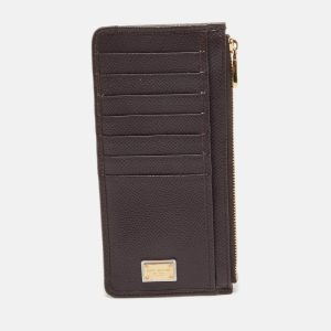 Dolce & Gabbana Burgundy Leather Long Zip Card Holder, Wallets & Money Clips - Luxury Closet catalog