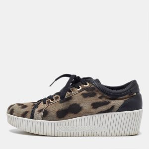 Dolce & Gabbana Black/Brown Leopard Print Canvas and Leather Sneakers Size 40, Athletic Shoes & Sneakers - Luxury Closet catalog