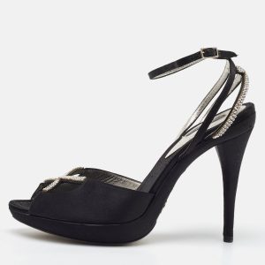 Dolce & Gabbana Black Suede Crystal Embellished Ankle Strap Sandals Size 40, Sandals - Luxury Closet catalog