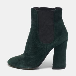 Dolce & Gabbana Green Suede Block Heel Ankle Length Boots Size 38, Boots - Luxury Closet catalog