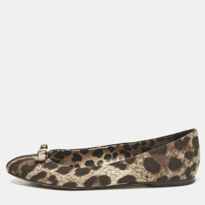 Dolce & Gabbana Brown Animal Print Canvas Bow Detail Ballet Flats Size 39.5, Flats - Luxury Closet catalog
