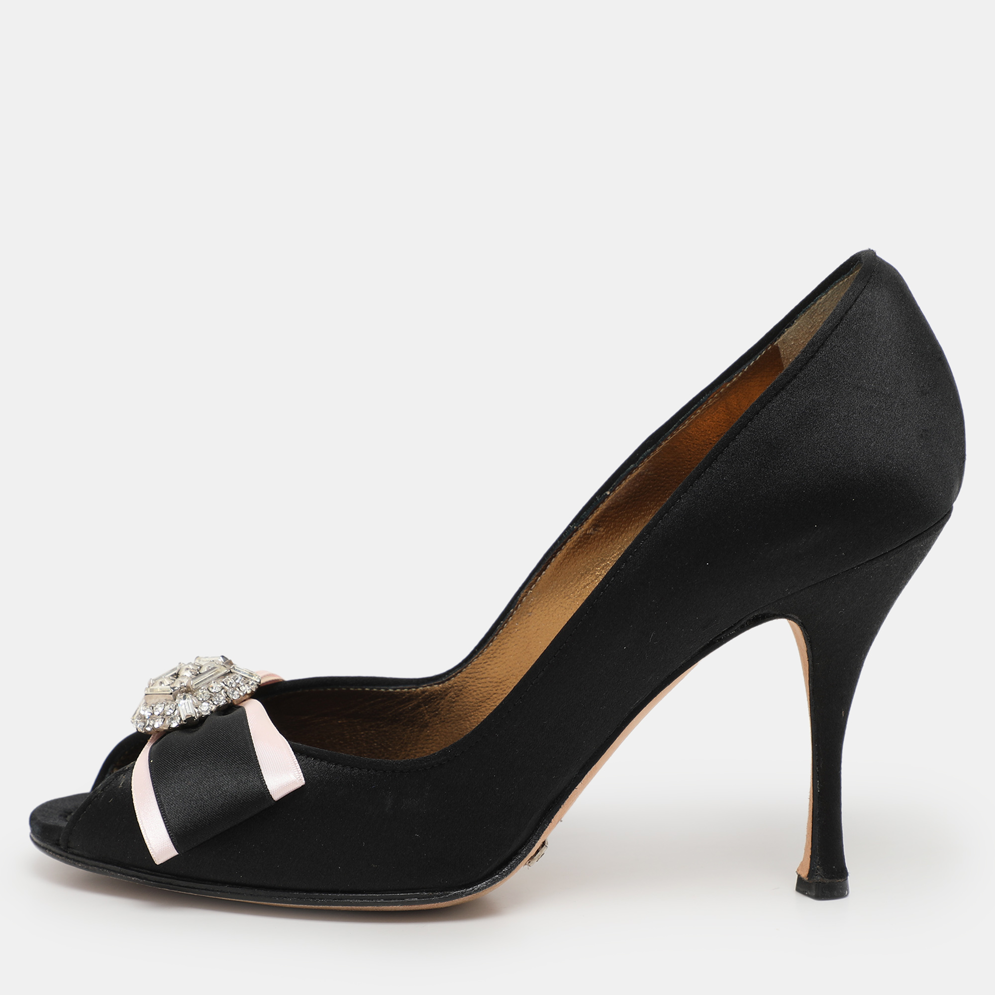 Dolce & Gabbana Black Satin Crystal Bow Embellished Pumps Size 36, Pumps - Luxury Closet catalog