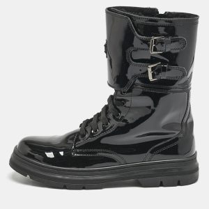 Dolce & Gabbana Black Patent Leather Combat Boots Size 38, Boots - Luxury Closet catalog