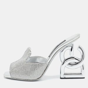 Dolce & Gabbana Silver Satin Crystal Embellished Keira Slide Sandals Size 41, Sandals - Luxury Closet catalog