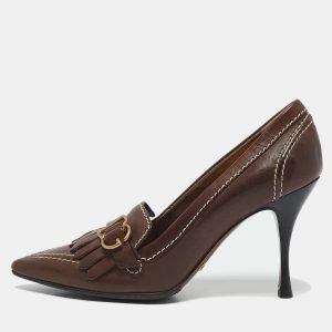 Dolce & Gabbana Brown Leather Fringe Loafer Pumps Size 36.5, Pumps - Luxury Closet catalog