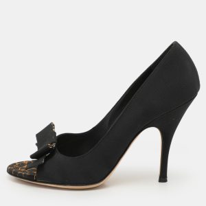 D&G Black Fabric Bow Peep Toe Pumps Size 39.5, Pumps - Luxury Closet catalog
