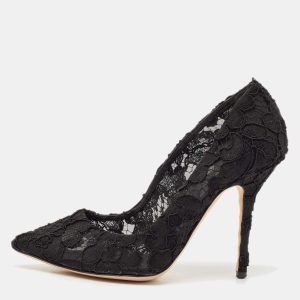 Dolce & Gabbana Black Lace Bellucci Pointed Toe Pumps Size 39, Pumps - Luxury Closet catalog