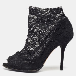 Dolce & Gabbana Black Lace Open Toe Ankle Boots Size 40, Boots - Luxury Closet catalog