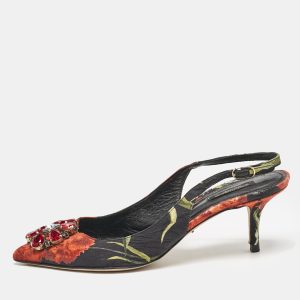 Dolce & Gabbana Multicolor Brocade Fabric Crystal Embellished Slingback  Pumps Size 40.5, Pumps - Luxury Closet catalog