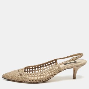 Dolce & Gabbana Beige Woven Leather Slingback Pumps Size 41, Pumps - Luxury Closet catalog