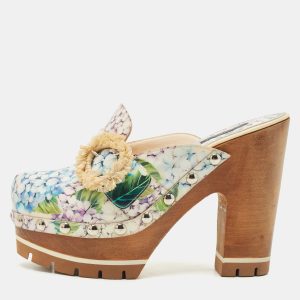 Dolce & Gabbana Multicolor Hydrangea Print Patent Leather Taormina Platform Clogs Size 39.5, Sandals - Luxury Closet catalog