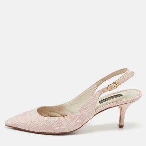 Dolce & Gabbana Pink Lurex Fabric Slingback Pumps Size 37.5, Pumps - Luxury Closet catalog