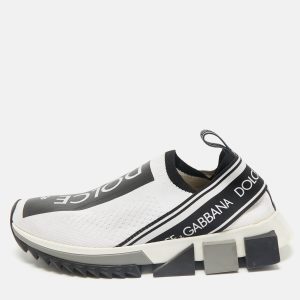 Dolce & Gabbana White/Black Knit Fabric Sorrento Slip On Sneakers Size 37, Athletic Shoes & Sneakers - Luxury Closet catalog