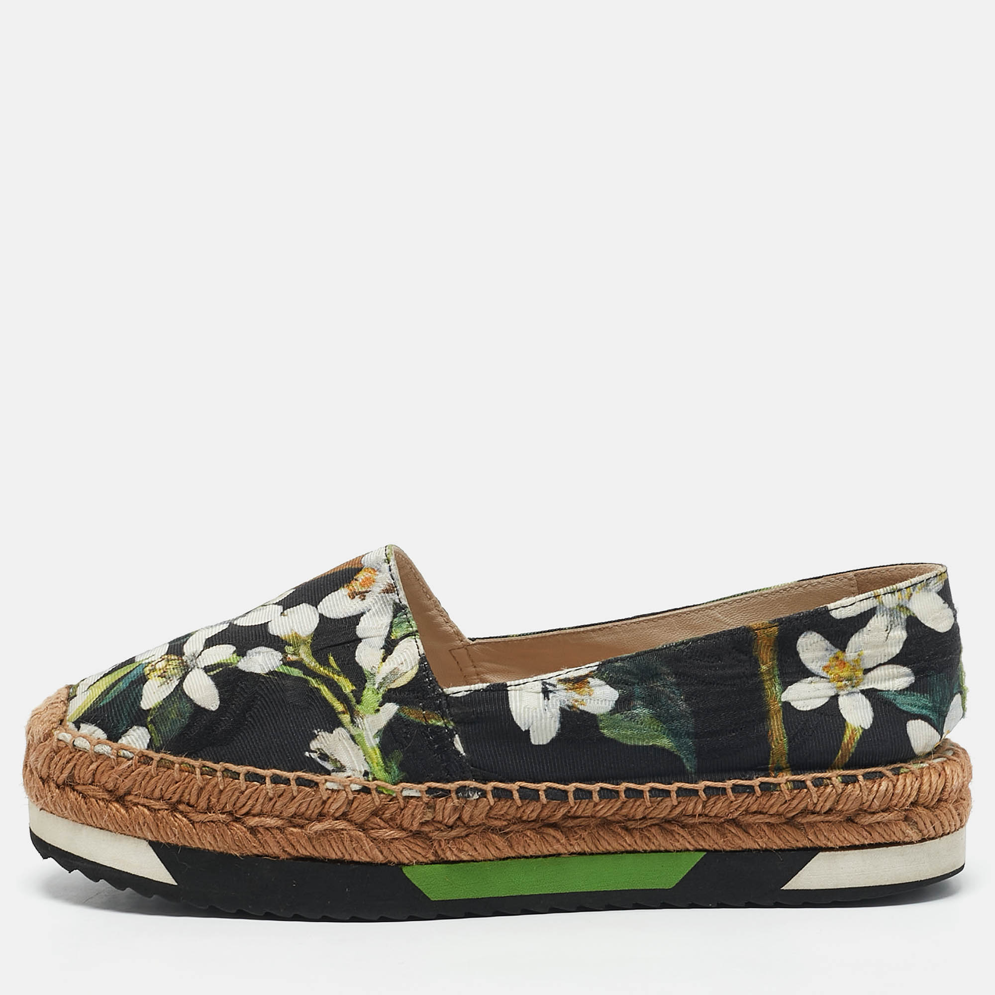 Dolce & Gabbana Multicolor Floral Print Brocade Fabric Espadrille Flats Size 37, Flats - Luxury Closet catalog