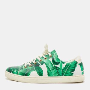 Dolce & Gabbana Green/White Leather Banana Leaf Print Low Top Sneakers Size 40, Athletic Shoes & Sneakers - Luxury Closet catalog