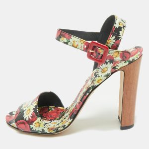 Dolce & Gabbana Multicolor Floral Print Patent Leather Ankle Strap Sandals Size 40, Sandals - Luxury Closet catalog