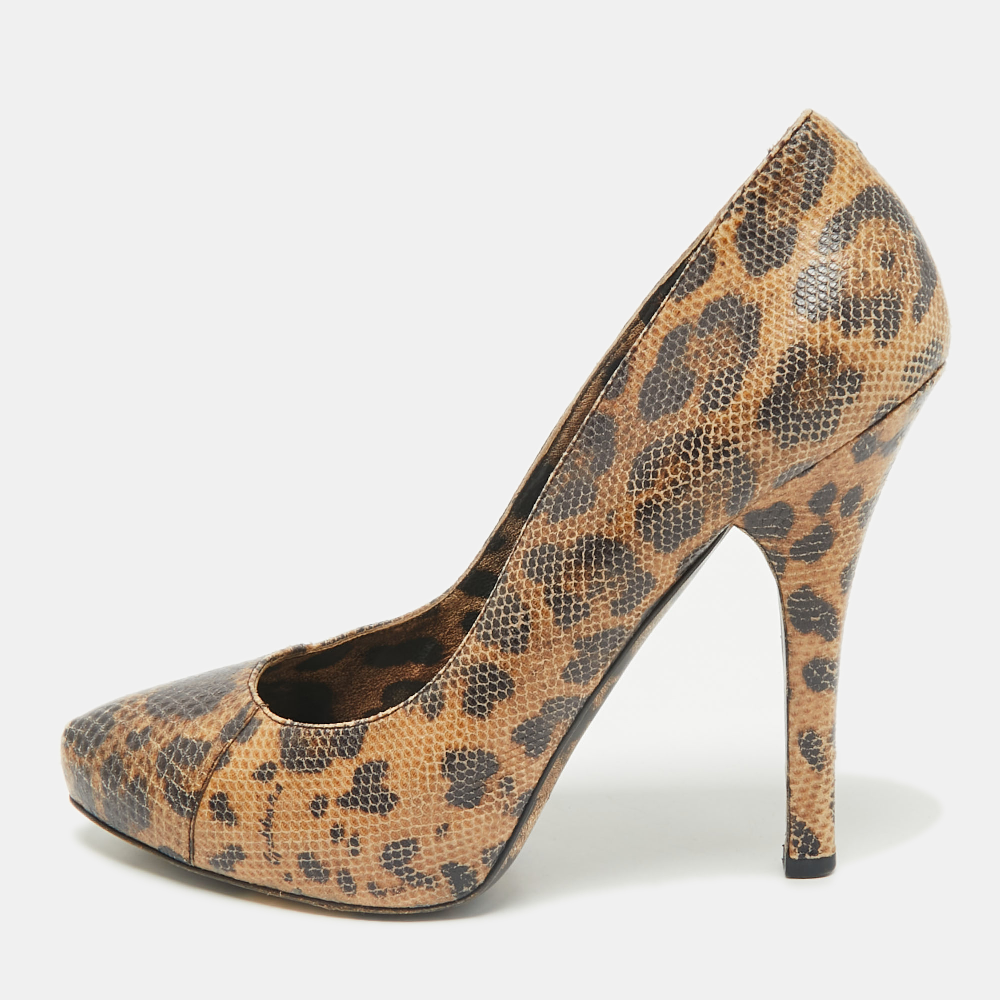 Dolce & Gabbana Beige/Brown Python Embossed Leather Platform Pumps Size 38, Pumps - Luxury Closet catalog
