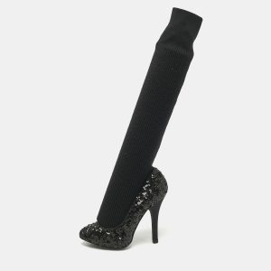 Dolce & Gabbana Black Sequin Platform Sock High Pumps Size 35, Pumps - Luxury Closet catalog