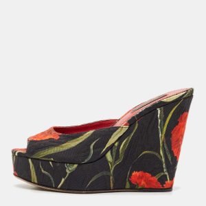 Dolce & Gabbana Multicolor Fabric Floral Print Wedge Platform Slide Sandals Size 35, Sandals - Luxury Closet catalog