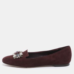 Dolce & Gabbana Brown Suede Crystal Embellished Smoking Slippers Size 37, Loafers & Slip-Ons - Luxury Closet catalog