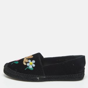 Dolce & Gabbana Black Velvet Embellished Espadrille Flats Size 38, Flats - Luxury Closet catalog