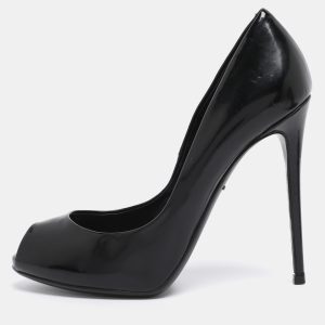 Dolce & Gabbana Black Patent Leather Peep Toe Pumps Size 37, Pumps - Luxury Closet catalog