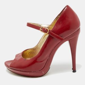 Dolce & Gabbana Red Patent Leather Platform Peep Toe Mary Jane Pumps Size 37, Pumps - Luxury Closet catalog