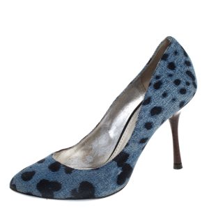 Dolce & Gabbana Blue/Black Denim Leopard Print Pumps Size 36, Pumps - Luxury Closet catalog