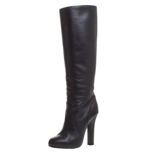 Dolce & Gabbana Black Leather Knee Length Platform Boots Size 36, Boots - Luxury Closet catalog