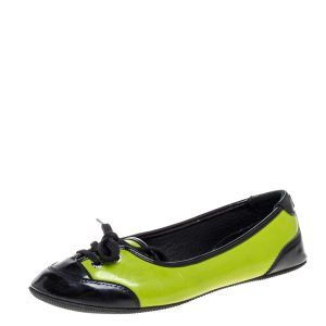 Dolce & Gabbana Green/Black Patent Leather Lace Detail Ballet Flats Size 35, Flats - Luxury Closet catalog