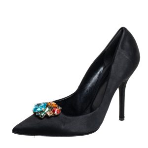 Dolce & Gabbana Black Satin Crytal Embellished Pumps Size 39, Pumps - Luxury Closet catalog