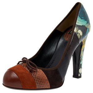 Dolce & Gabbana Multicolor Suede And Leather Bow Pumps Size 37.5, Pumps - Luxury Closet catalog