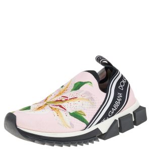Dolce & Gabbana Pink Knit Fabric Sorrento Slip on Sneakers Size 37.5, Athletic Shoes & Sneakers - Luxury Closet catalog