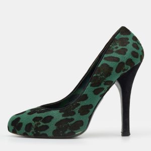 Dolce & Gabbana Green/Black Leopard Print Calf Hair Platform Pumps Size 37, Pumps - Luxury Closet catalog