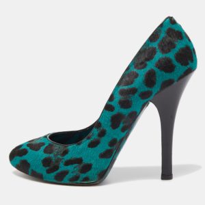 Dolce & Gabbana Green/Black Calf Hair Pointed Toe Pumps Size 38.5, Pumps - Luxury Closet catalog