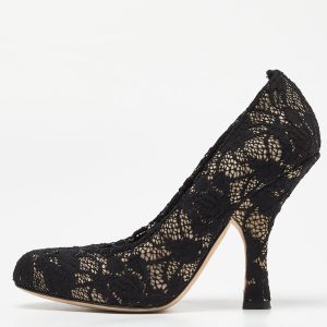 Dolce & Gabbana Black Lace Round Toe Pumps Size 37.5, Pumps - Luxury Closet catalog