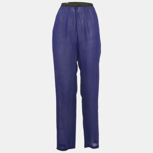 Dries van Noten Blue Silk Sheer Trousers M, Clothing - Luxury Closet catalog