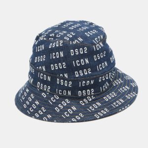 Dsquared2 Blue Logo Print Denim Bucket Hat, Luggage Accessories - Luxury Closet catalog