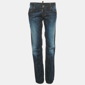 Dsquared2 Indigo Dark Wash Faded Effect Denim Distressed Jeans M Waist 34", Jeans - Luxury Closet catalog