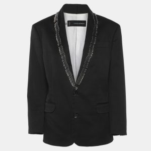 Dsquared2 Black Gabardine Fabric Safety Pin Collar Blazer L, Coats & Jackets - Luxury Closet catalog