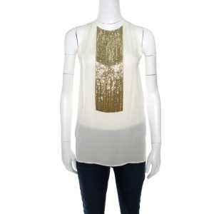 Dsquared2 Beige Embellished Panel Sleeveless Silk Top S, Shirts & Tops - Luxury Closet catalog