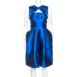 Dsquared2 Blue Silk Bow Neckline Balloon Hem Dress S, Dresses - Luxury Closet catalog