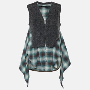 Dsquared2 Green Checkered Cotton & Knit Overlay Sleeveless Shirt S, Coats & Jackets - Luxury Closet catalog