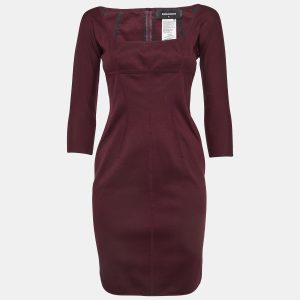 Dsquared2 Burgundy Cotton Knit Mini Dress M, Dresses - Luxury Closet catalog