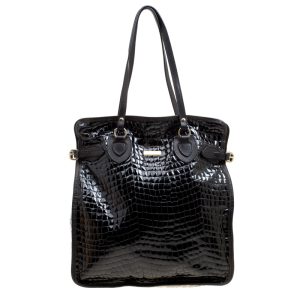 Dsquared2 Black Croc Embossed Patent Leather Tote, Tote Handbags - Luxury Closet catalog