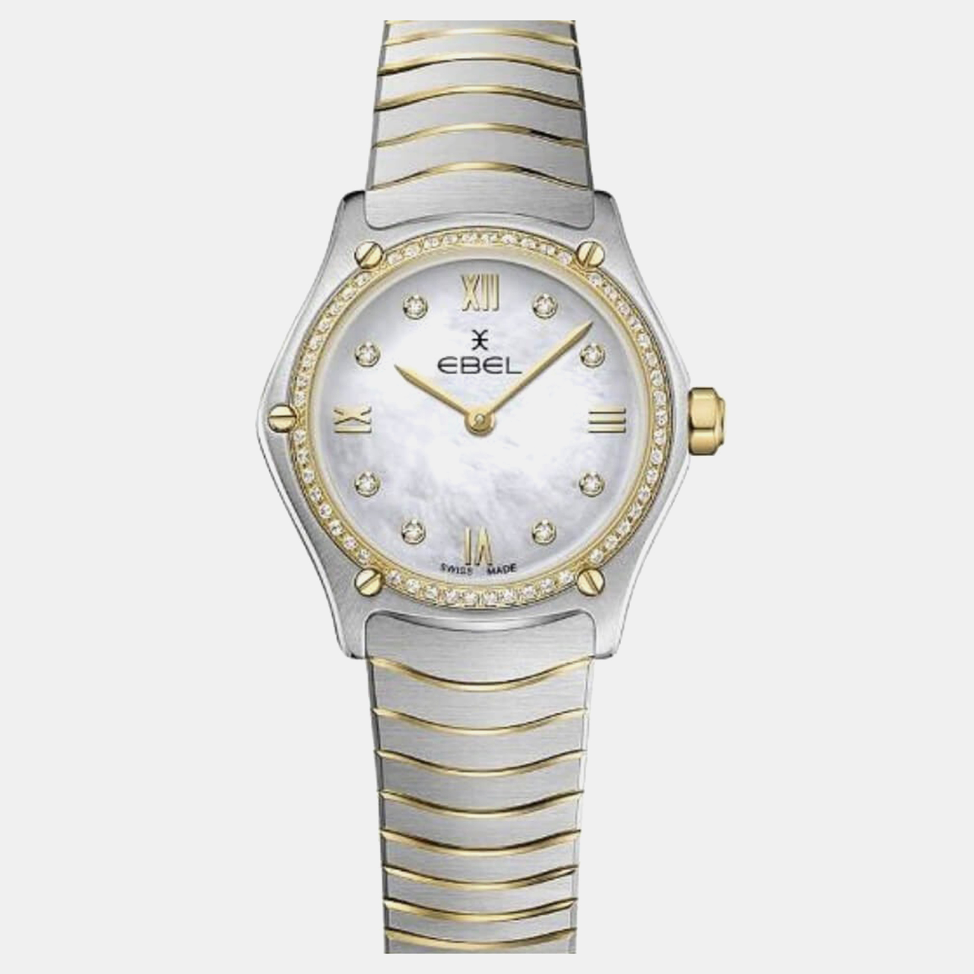 Ebel Silver Stainless Steel 18K Yellow Gold Classic Sport 1216412A Quartz Women's Wristwatch 24 mm, Watches - Luxury Closet catalog